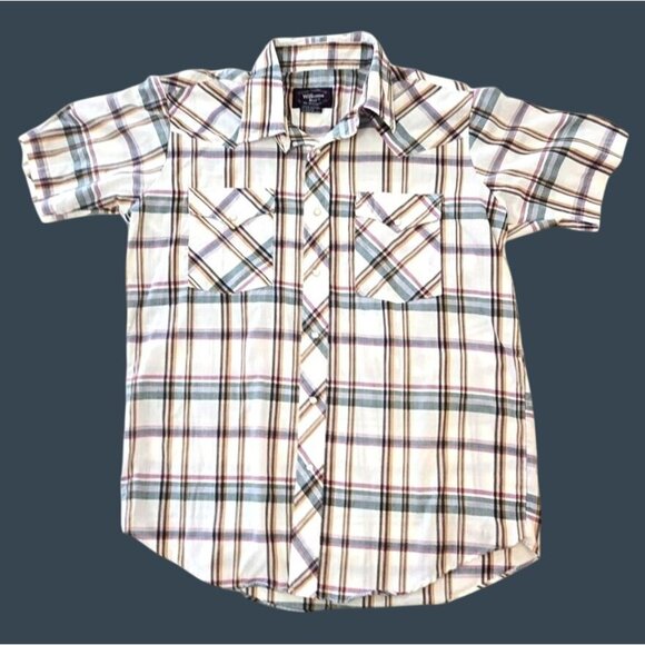 Vintage Williams Bay Men's Large Western Plaid Pearl Snap Shirt Size 16 1/2 - Picture 1 of 4